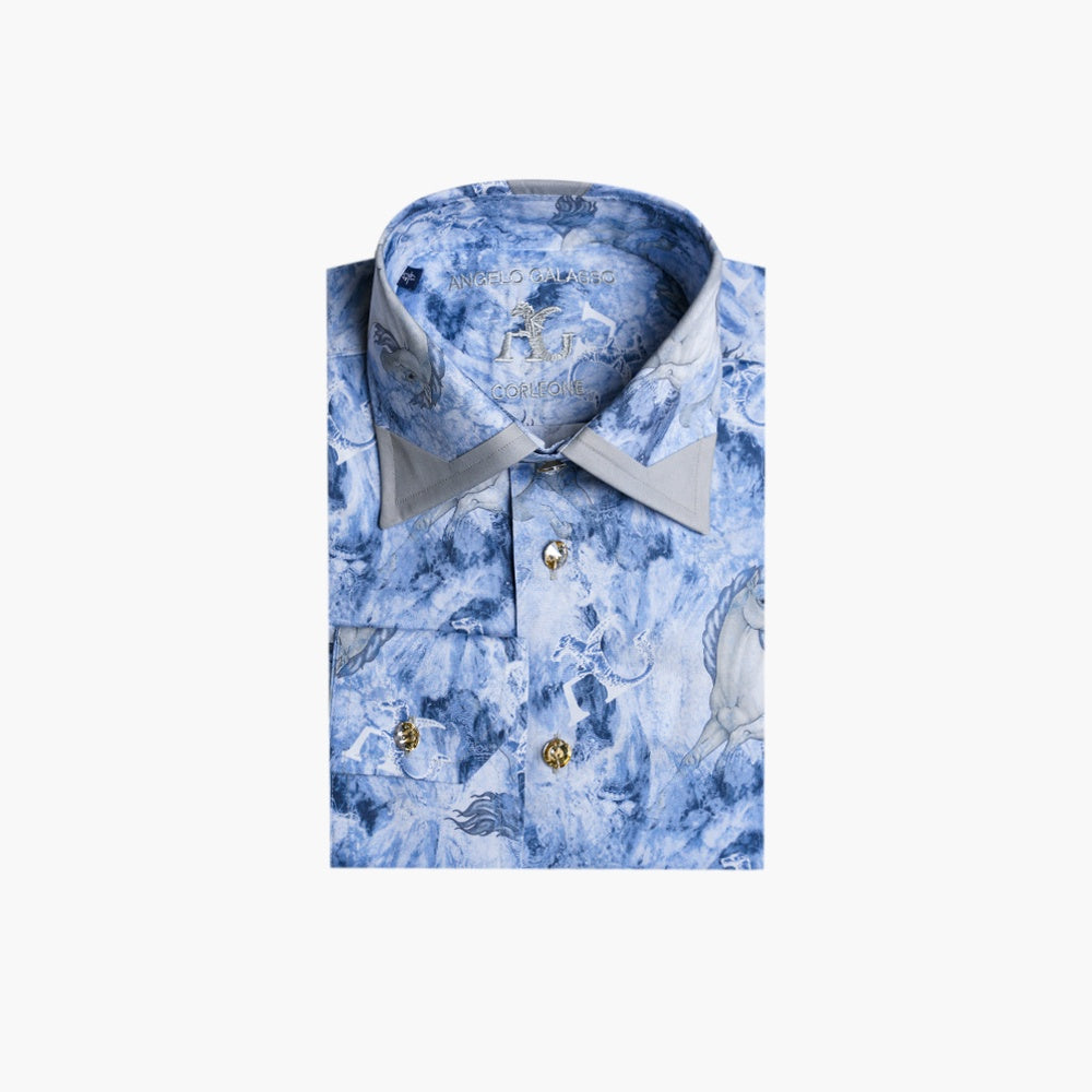 Blue & Beige Cavalli Corleone Shirt -