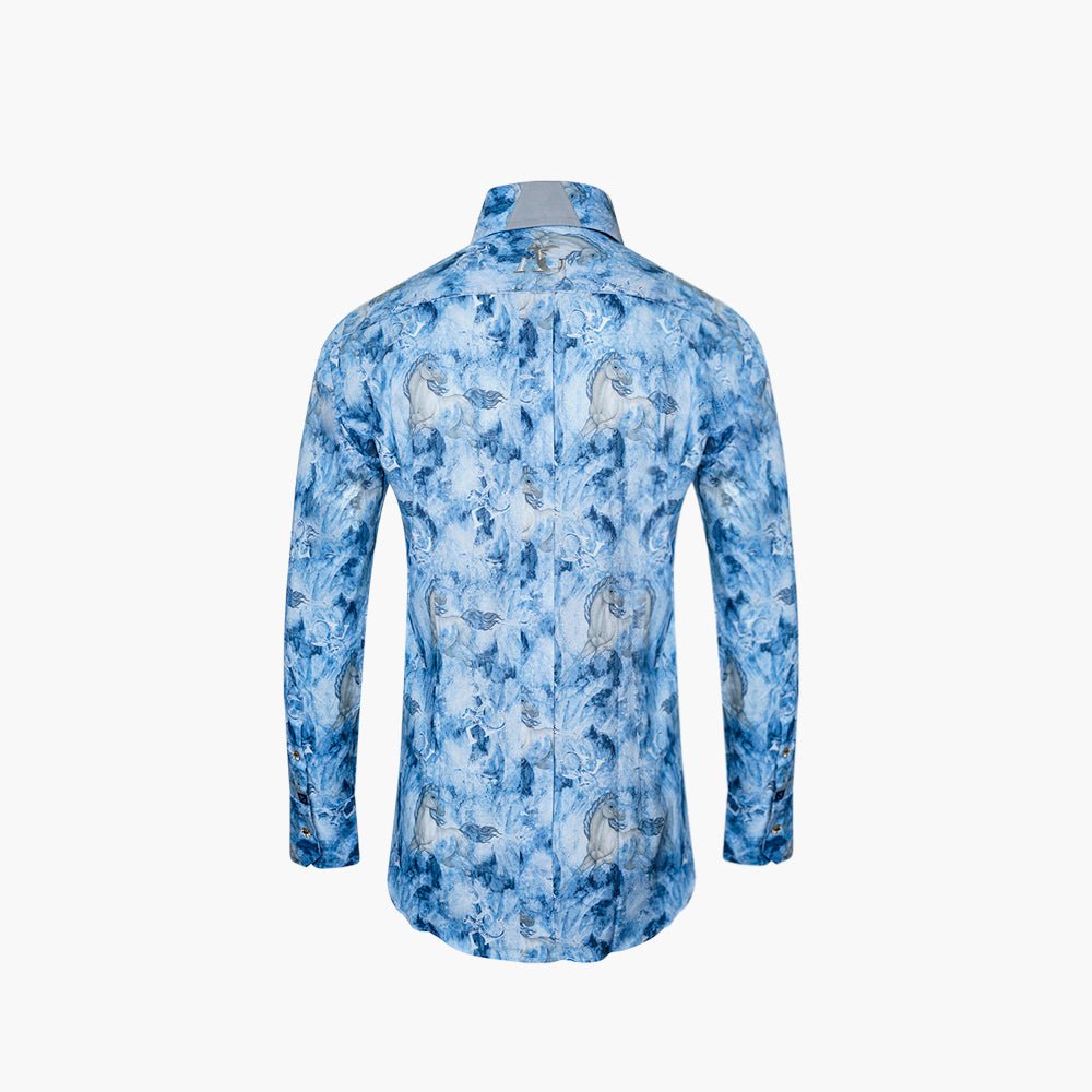 Blue & Beige Cavalli Corleone Shirt - Angelo Galasso - Luxury Italian Menswear London