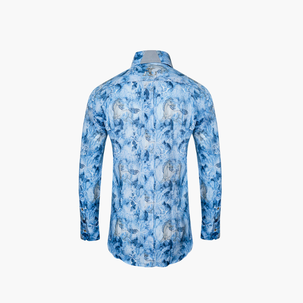 Blue & Beige Cavalli Corleone Shirt -