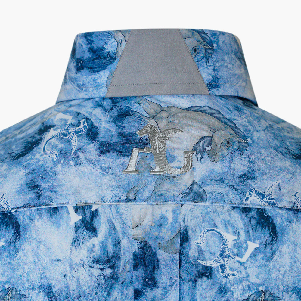 Blue & Beige Cavalli Corleone Shirt -