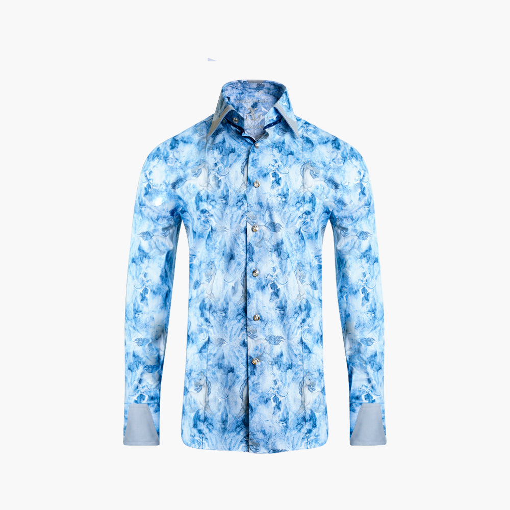 Blue & Beige Cavalli Corleone Shirt -