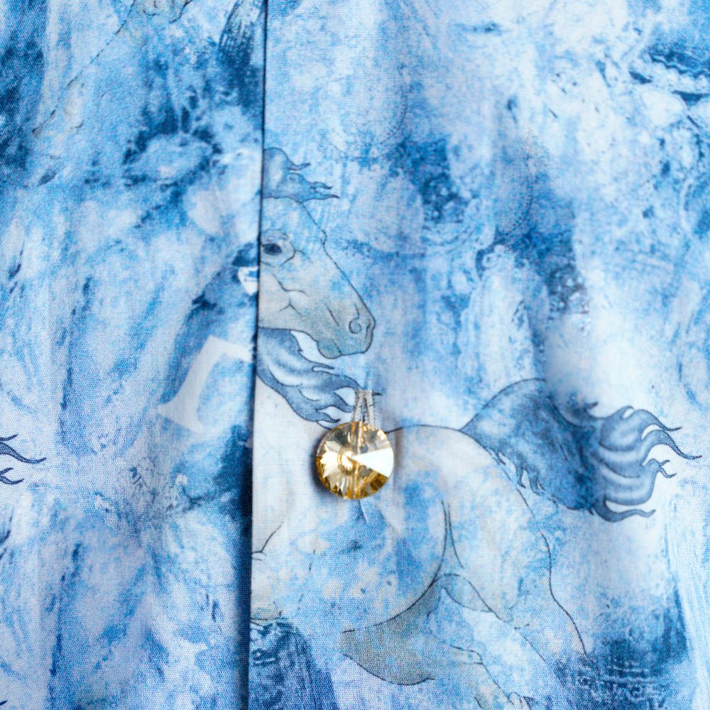 Blue & Beige Cavalli Corleone Shirt - Angelo Galasso - Luxury Italian Menswear London