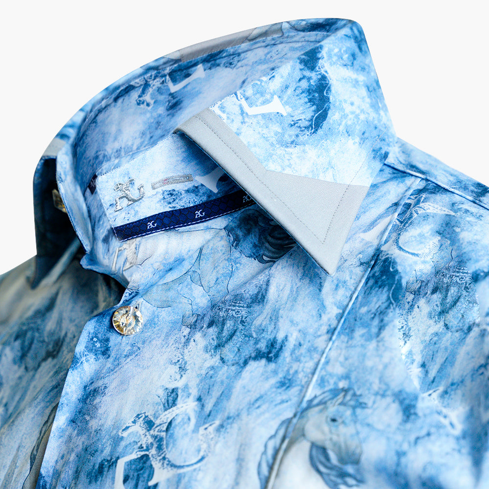 Blue & Beige Cavalli Corleone Shirt -