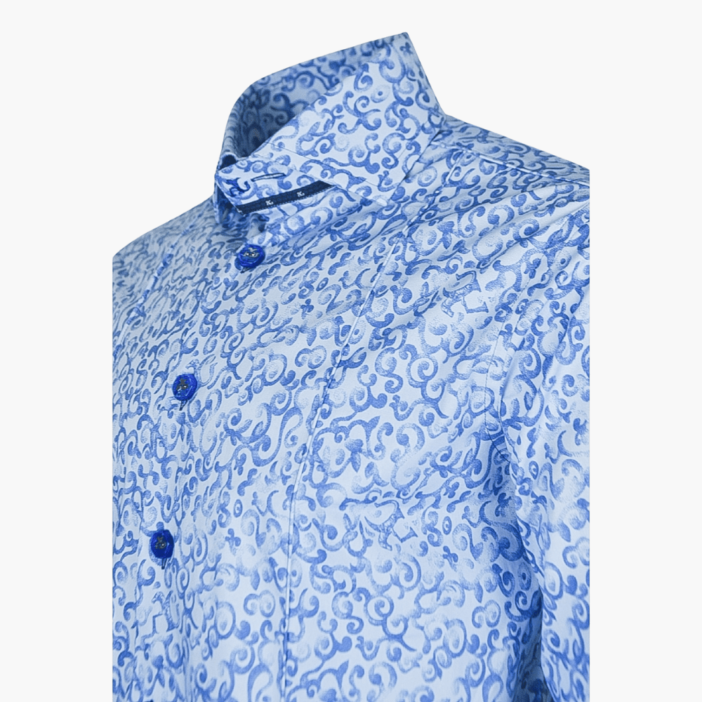Blue Shirt with AG Tiger Print - Angelo Galasso - Luxury Italian Menswear London