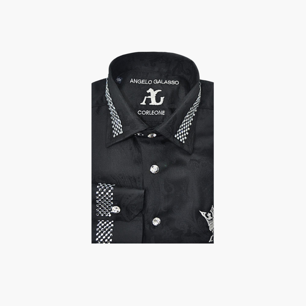 Black Stardust Crown Crystal Corleone Shirt - AG24W1HAS19