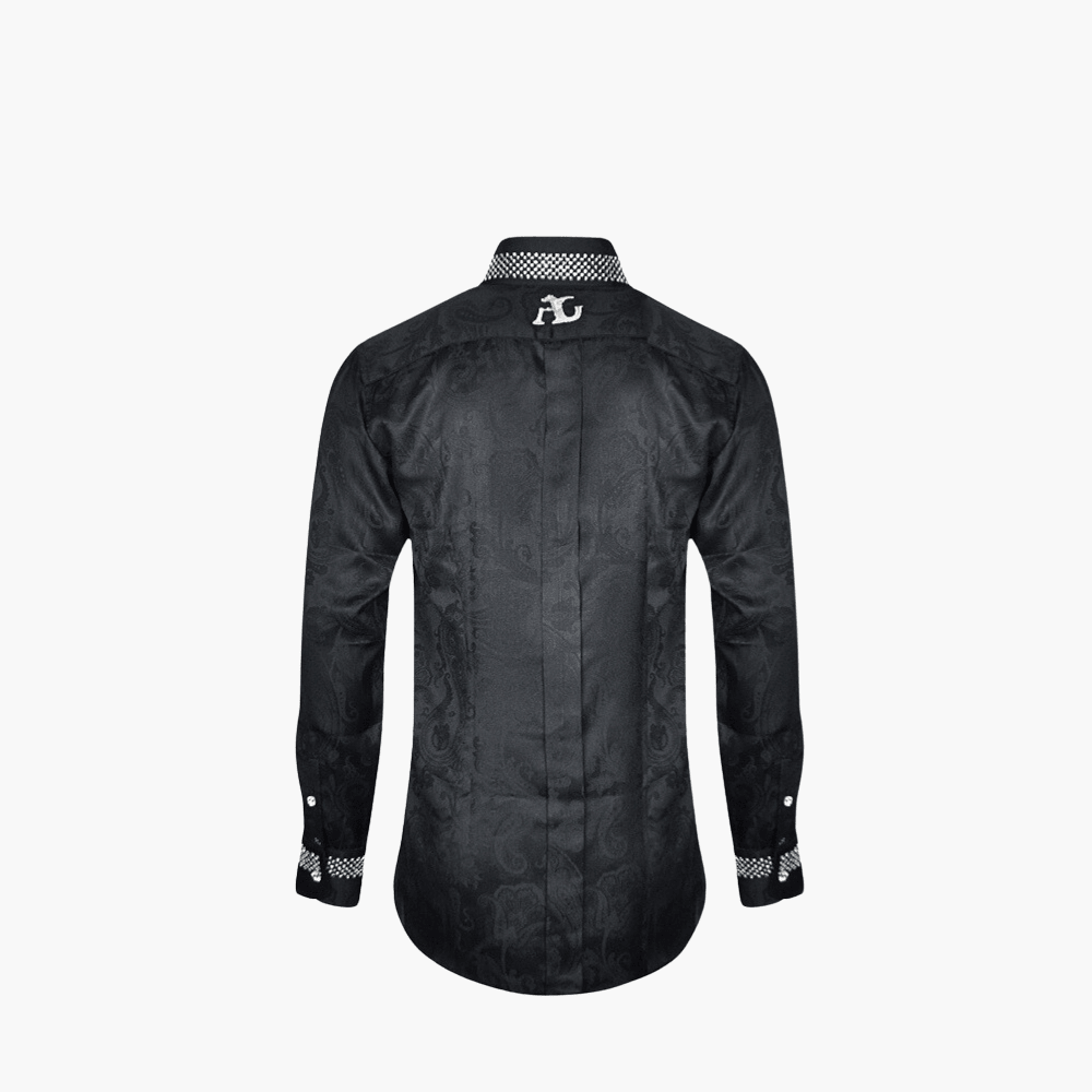 Black Stardust Crown Crystal Corleone Shirt - Angelo Galasso - Luxury Italian Menswear London