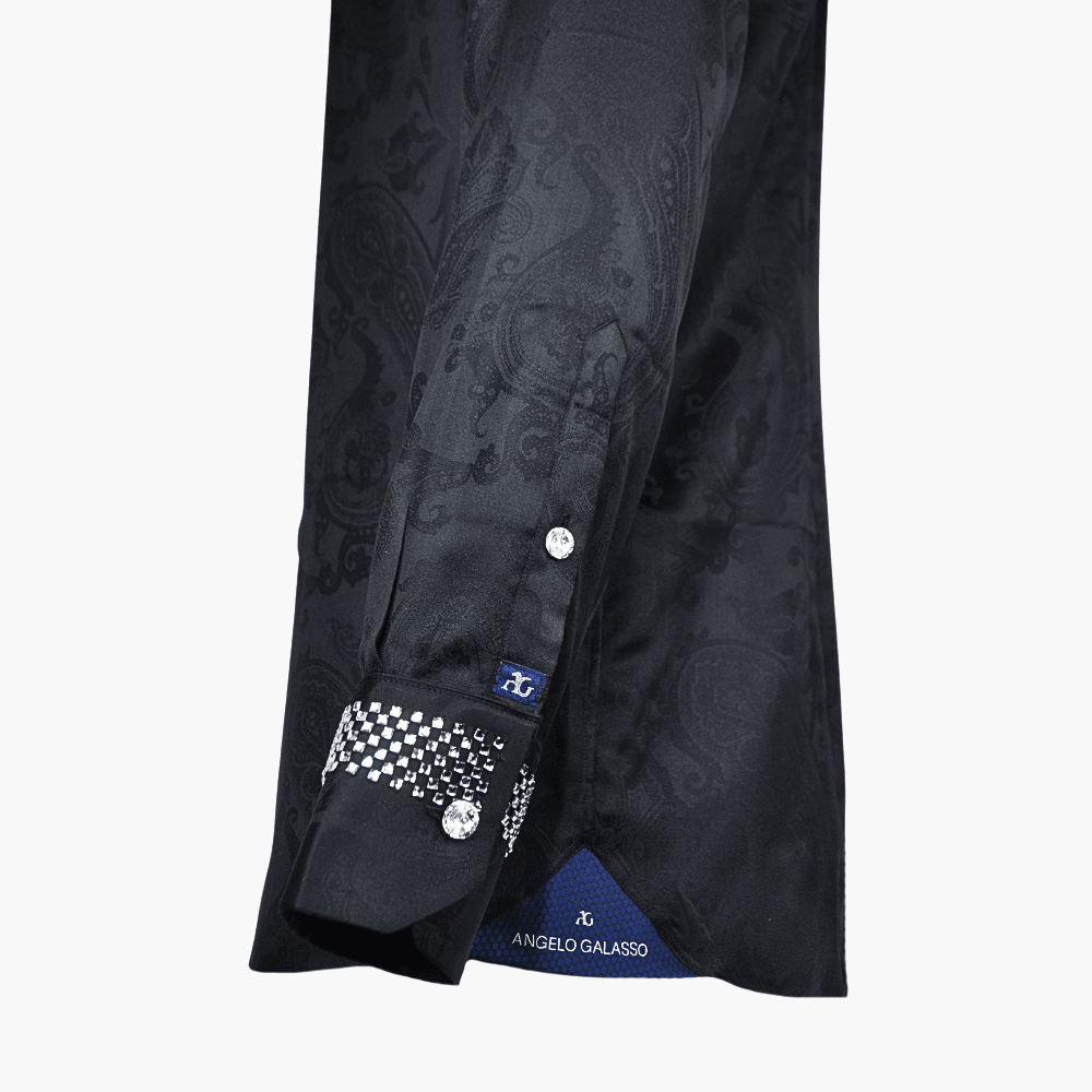 Black Stardust Crown Crystal Corleone Shirt - Angelo Galasso - Luxury Italian Menswear London