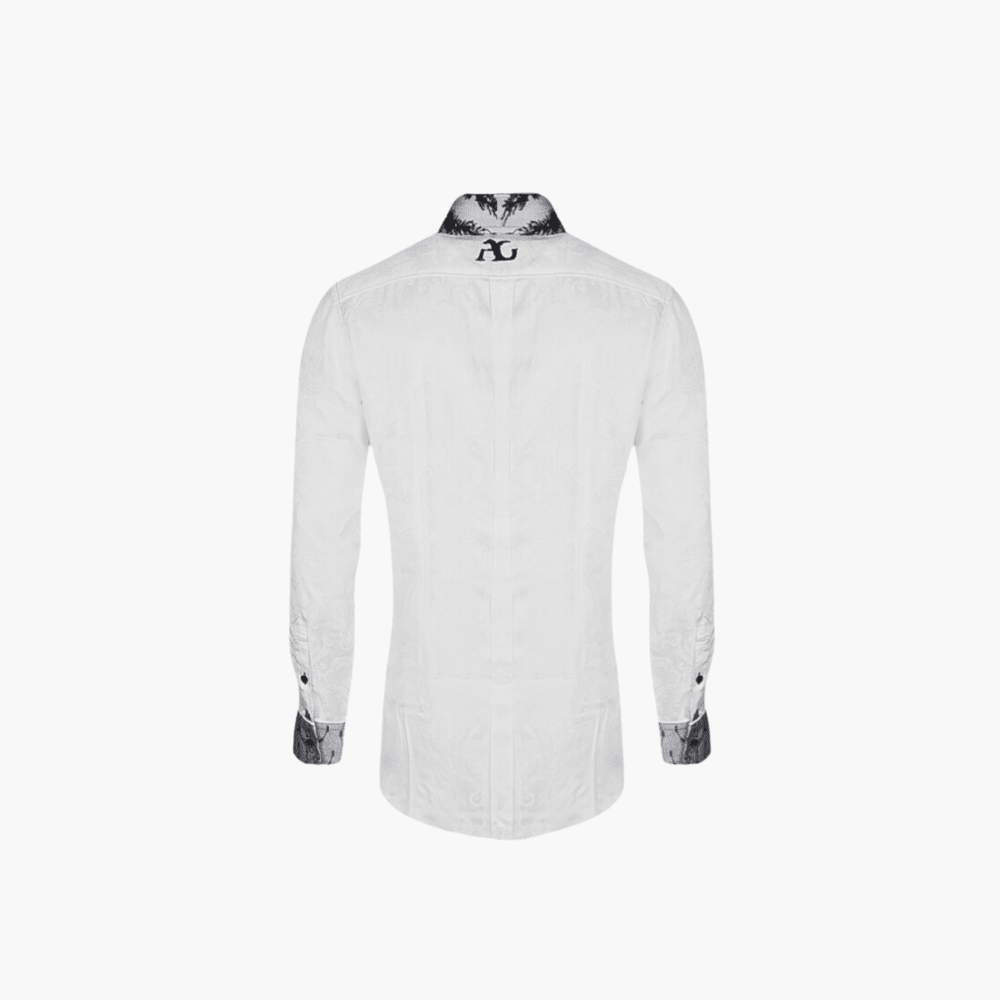 White & Black Feather Sequined Mason Shirt - Angelo Galasso - Luxury Italian Menswear London
