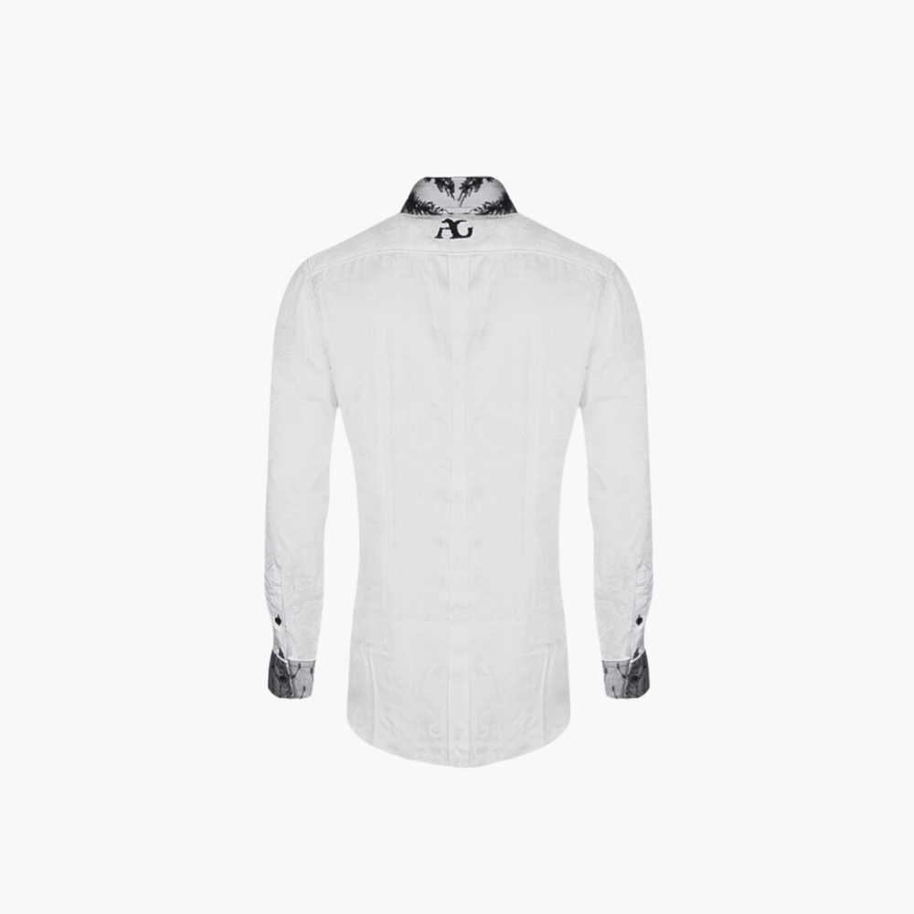 White & Black Feather Sequined Mason Shirt