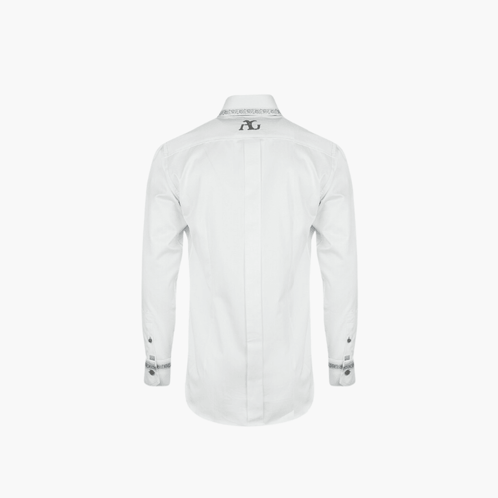 White Crown Jacquard Mason Shirt - Angelo Galasso - Luxury Italian Menswear London