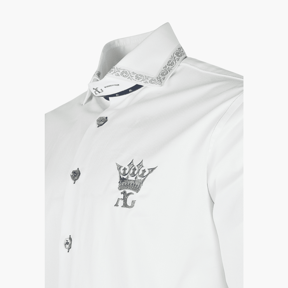 White Crown Jacquard Mason Shirt - Angelo Galasso - Luxury Italian Menswear London