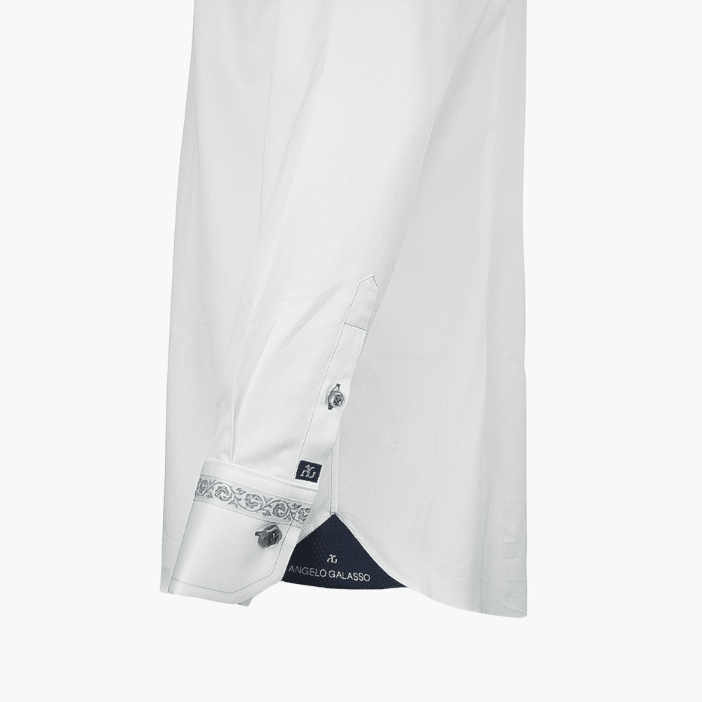 White Crown Jacquard Mason Shirt - Angelo Galasso - Luxury Italian Menswear London