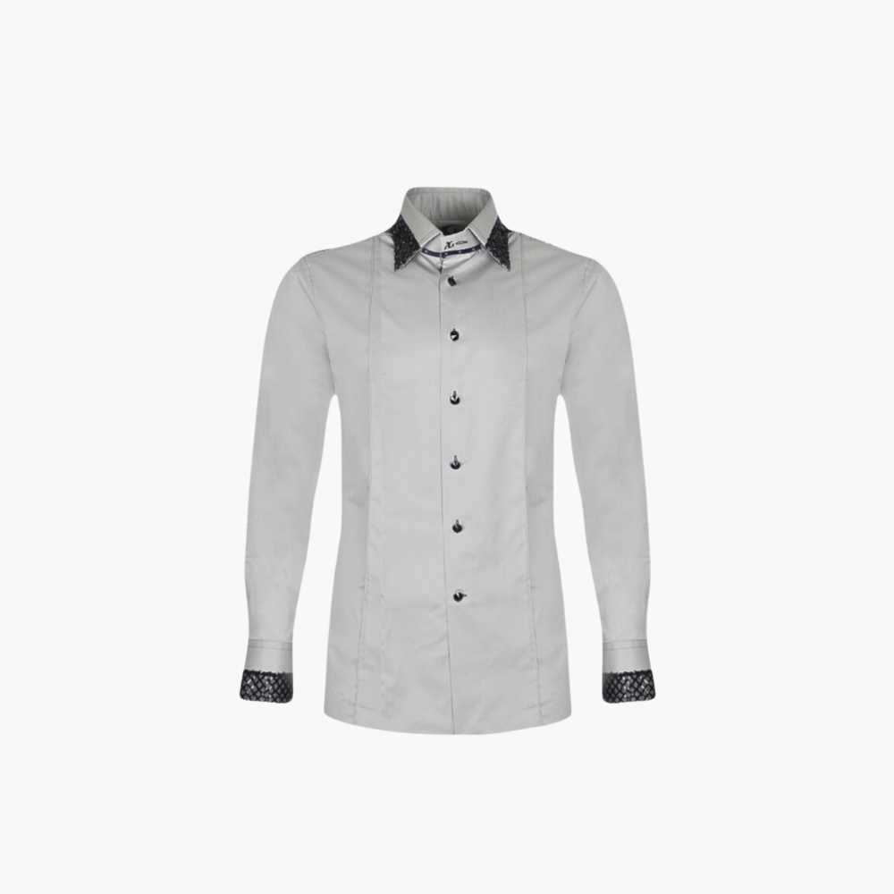 Grey & Black Paillettes Corleone Shirt