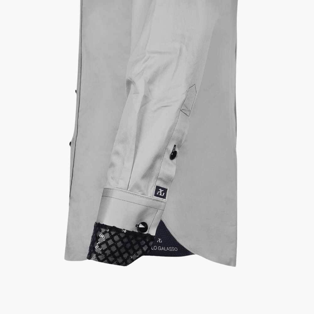 Grey & Black Paillettes Corleone Shirt - Angelo Galasso - Luxury Italian Menswear London