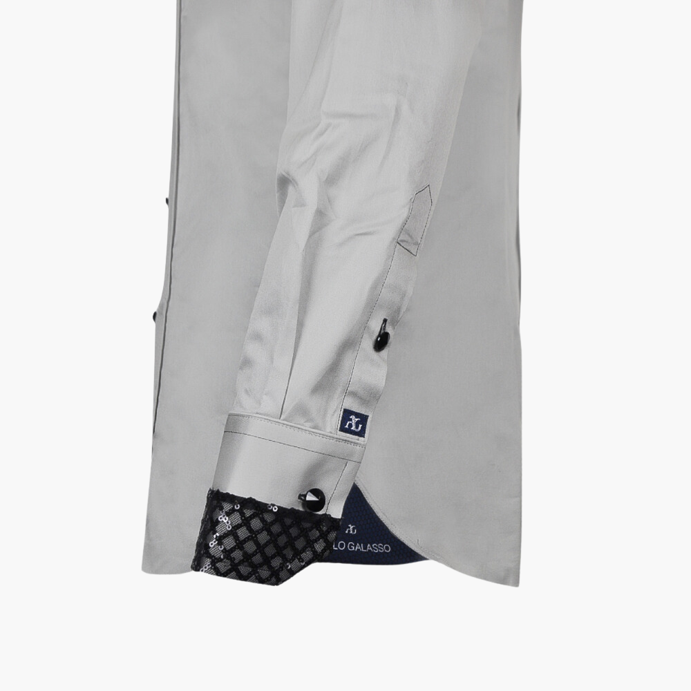 Grey & Black Paillettes Corleone Shirt