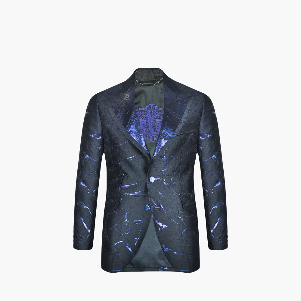 Black & Blue Metallic Evening Blazer - AG24W2RIV01