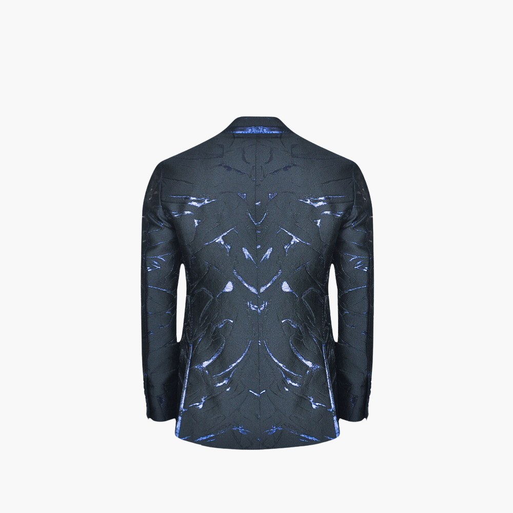 Black & Blue Metallic Evening Blazer - AG24W2RIV01