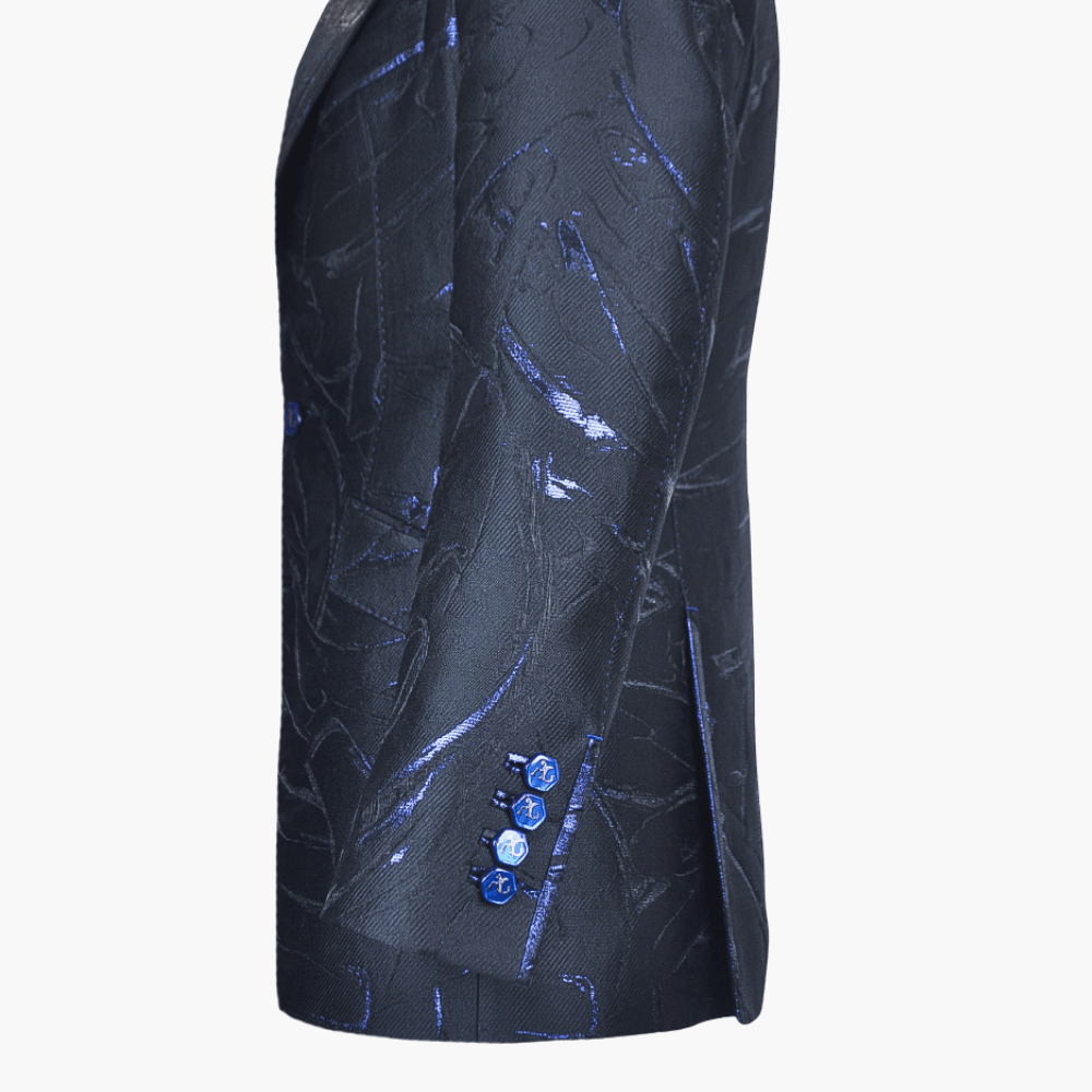 Black & Blue Metallic Evening Blazer - Angelo Galasso - Luxury Italian Menswear London