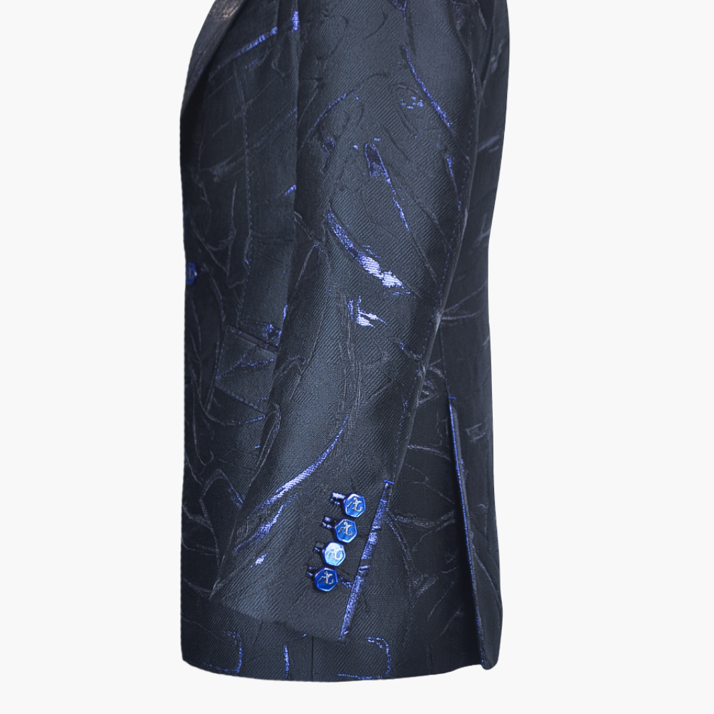 Black & Blue Metallic Evening Blazer - AG24W2RIV01