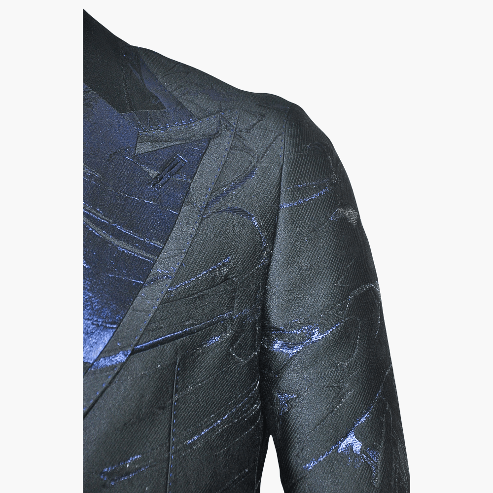 Black & Blue Metallic Evening Blazer - Angelo Galasso - Luxury Italian Menswear London