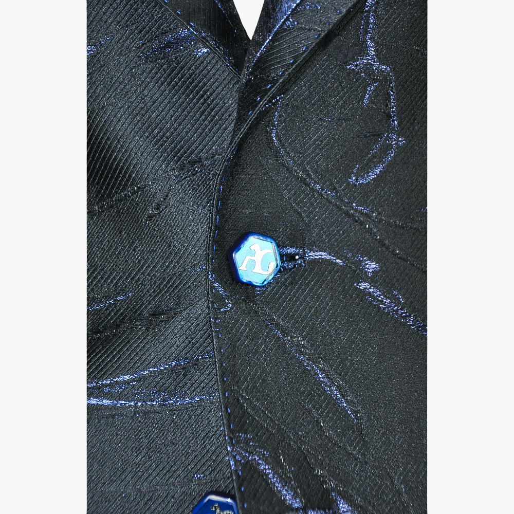 Black & Blue Metallic Evening Blazer - AG24W2RIV01