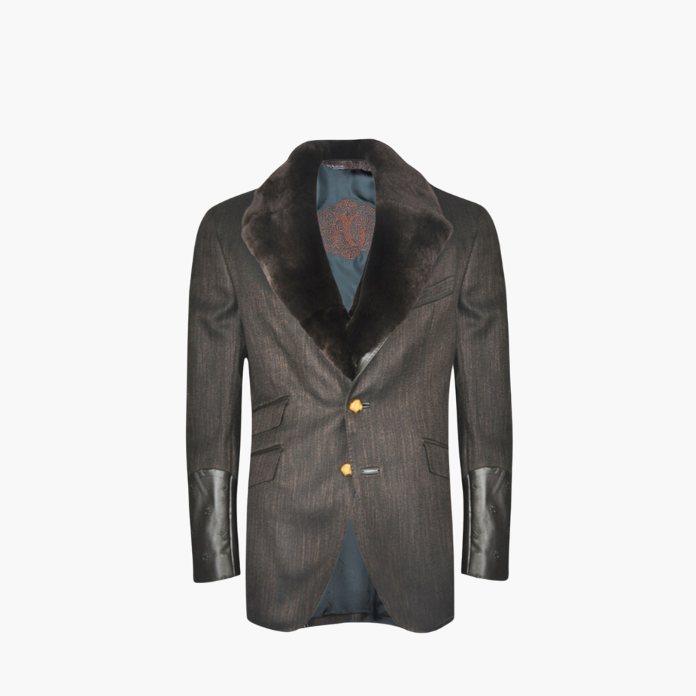 Brown Bamboo Embossed Blazer - AG24W2RIV03