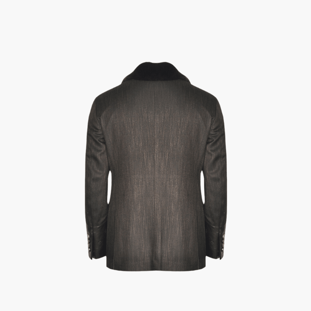 Brown Bamboo Embossed Blazer - Angelo Galasso - Luxury Italian Menswear London