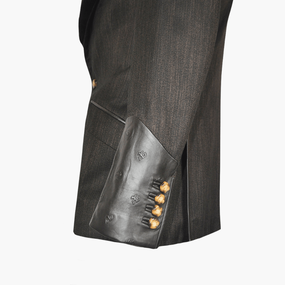 Brown Bamboo Embossed Blazer - Angelo Galasso - Luxury Italian Menswear London