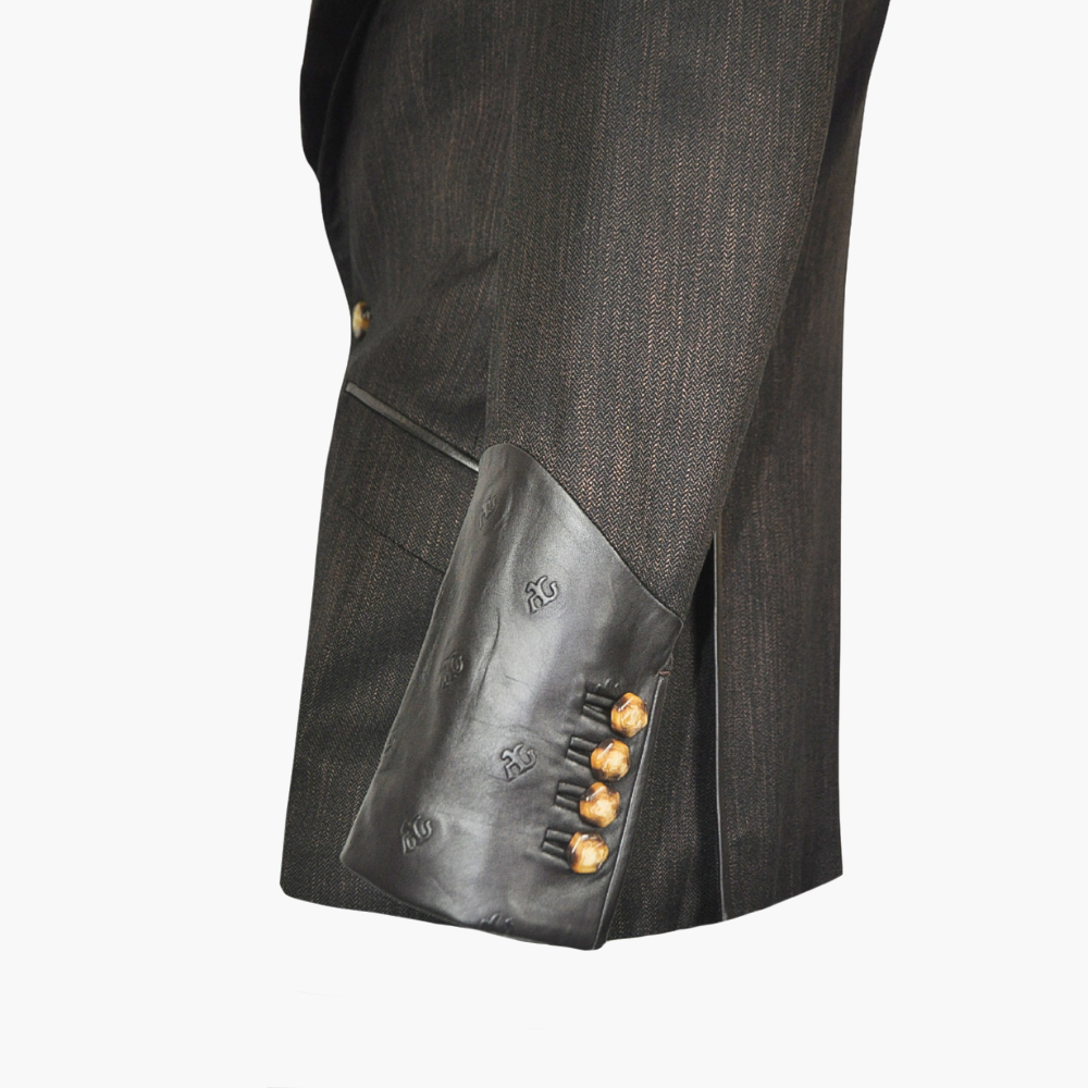 Brown Bamboo Embossed Blazer - AG24W2RIV03