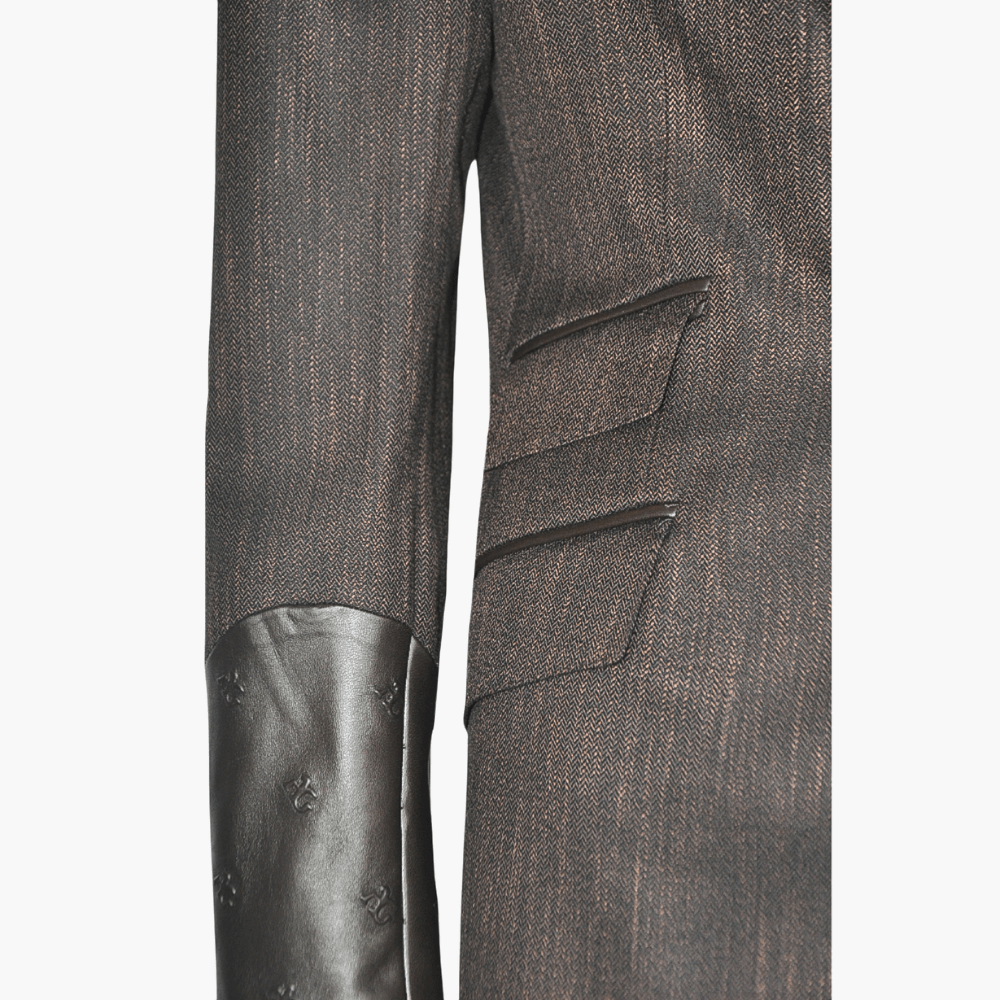 Brown Bamboo Embossed Blazer - Angelo Galasso - Luxury Italian Menswear London