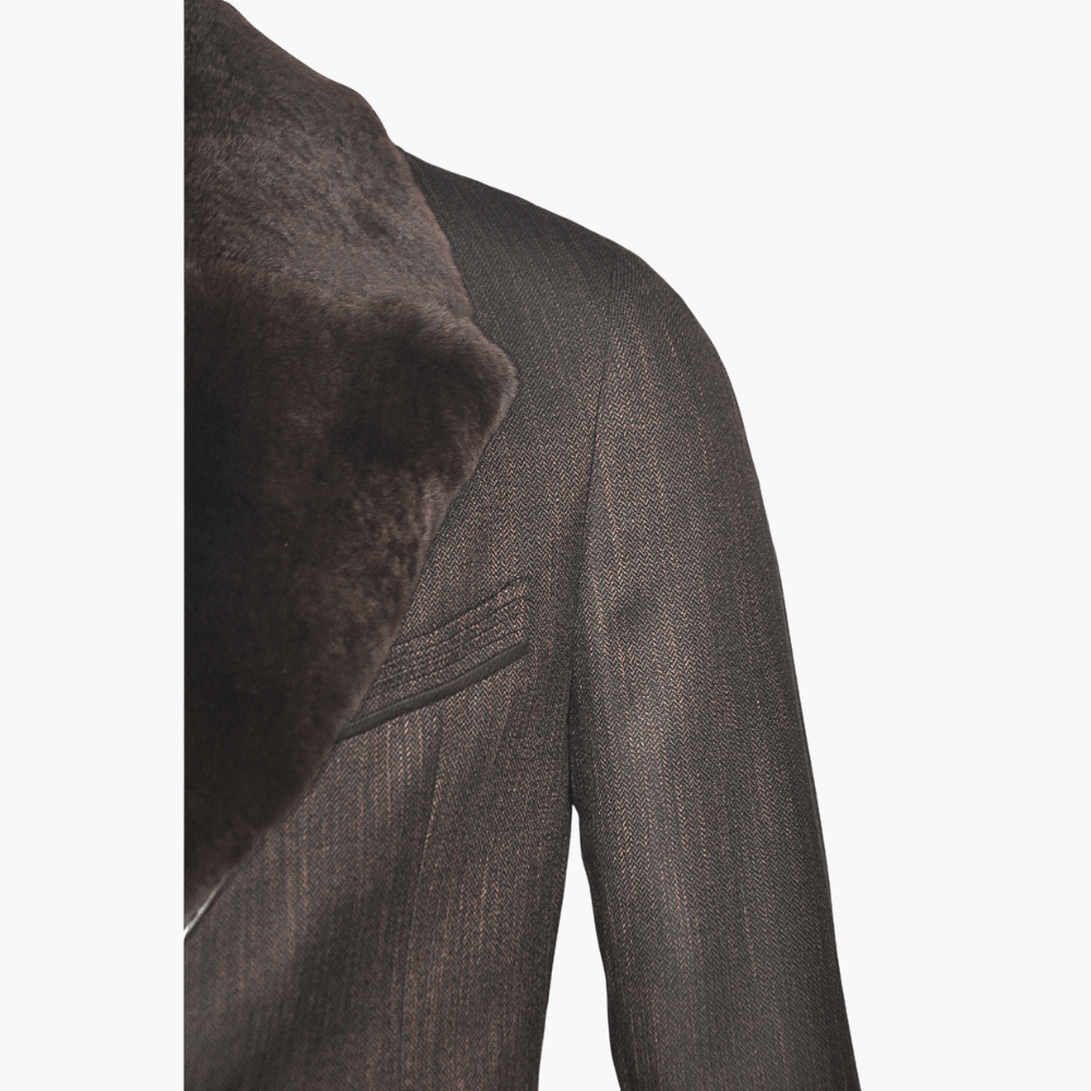 Brown Bamboo Embossed Blazer - Angelo Galasso - Luxury Italian Menswear London