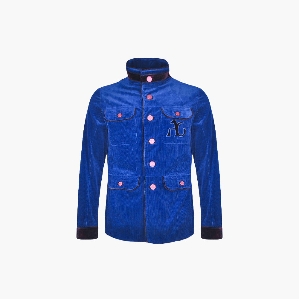 Blue Corduroy Sahariana Jacket - Angelo Galasso - Luxury Italian Menswear London