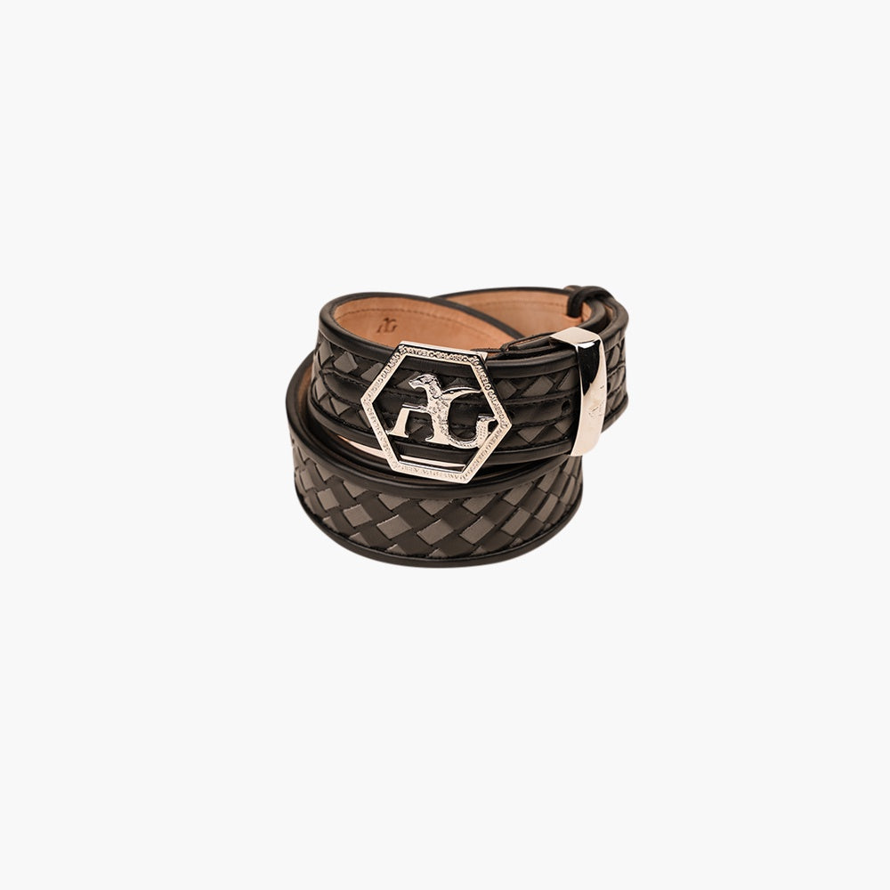 Black & Dark Grey Woven Hexagonal Belt