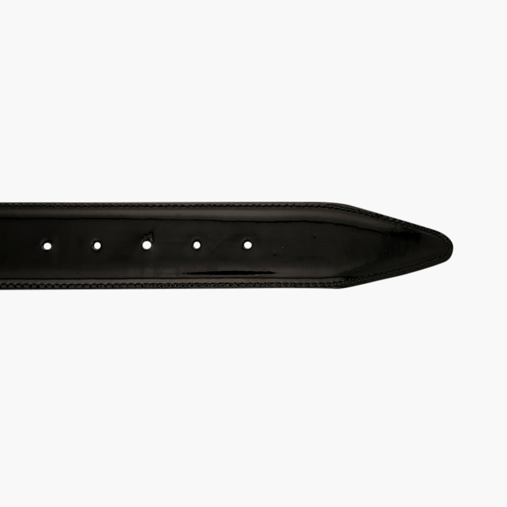 Black Patent Reflection Logo Belt - AG24WCCOL02FL