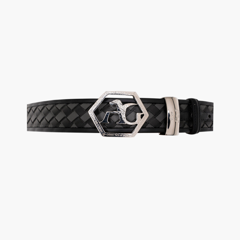 Black & Dark Grey Woven Hexagonal Belt