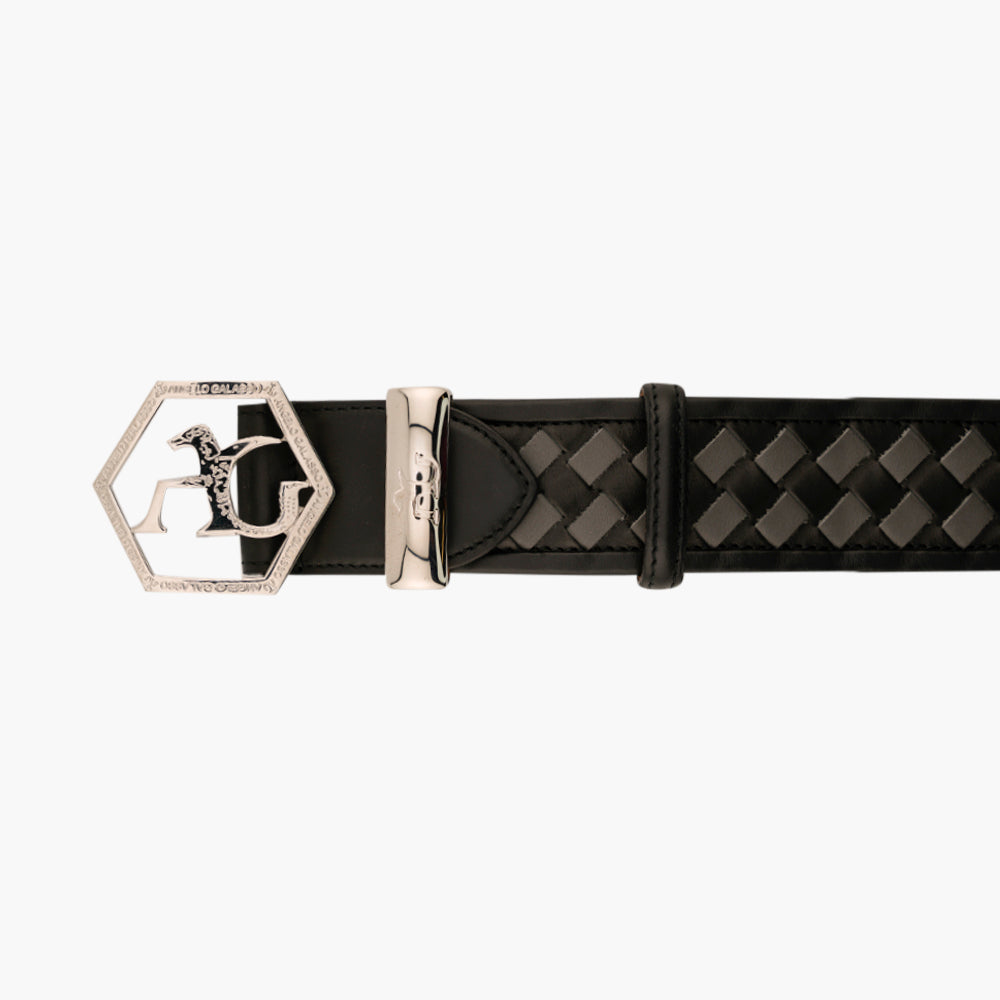 Black & Dark Grey Woven Hexagonal Belt