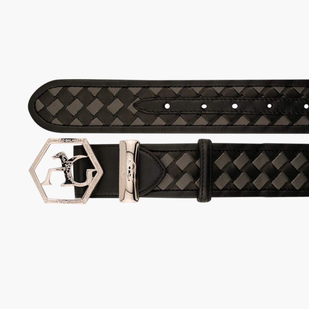 Black & Dark Grey Woven Hexagonal Belt