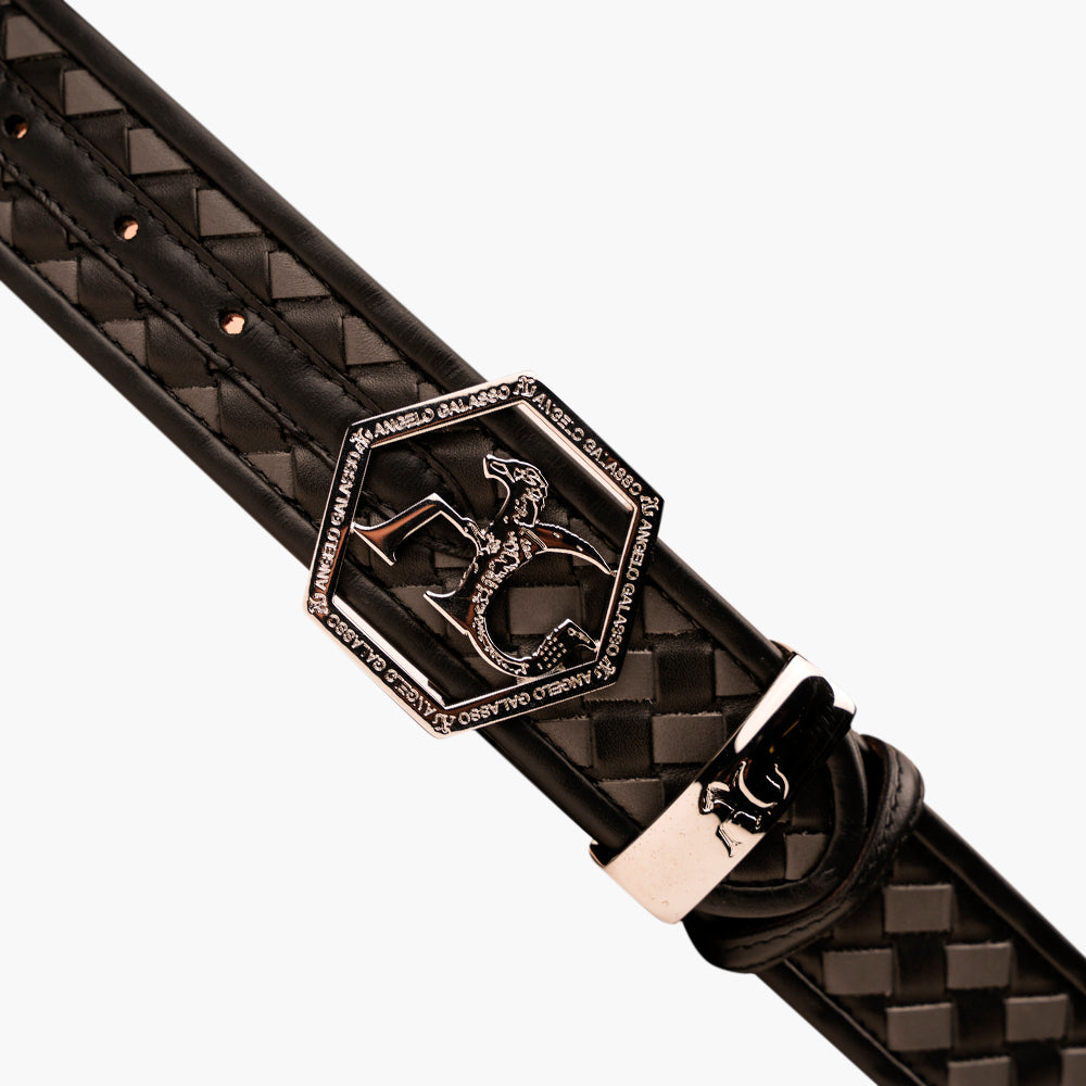 Black & Dark Grey Woven Hexagonal Belt