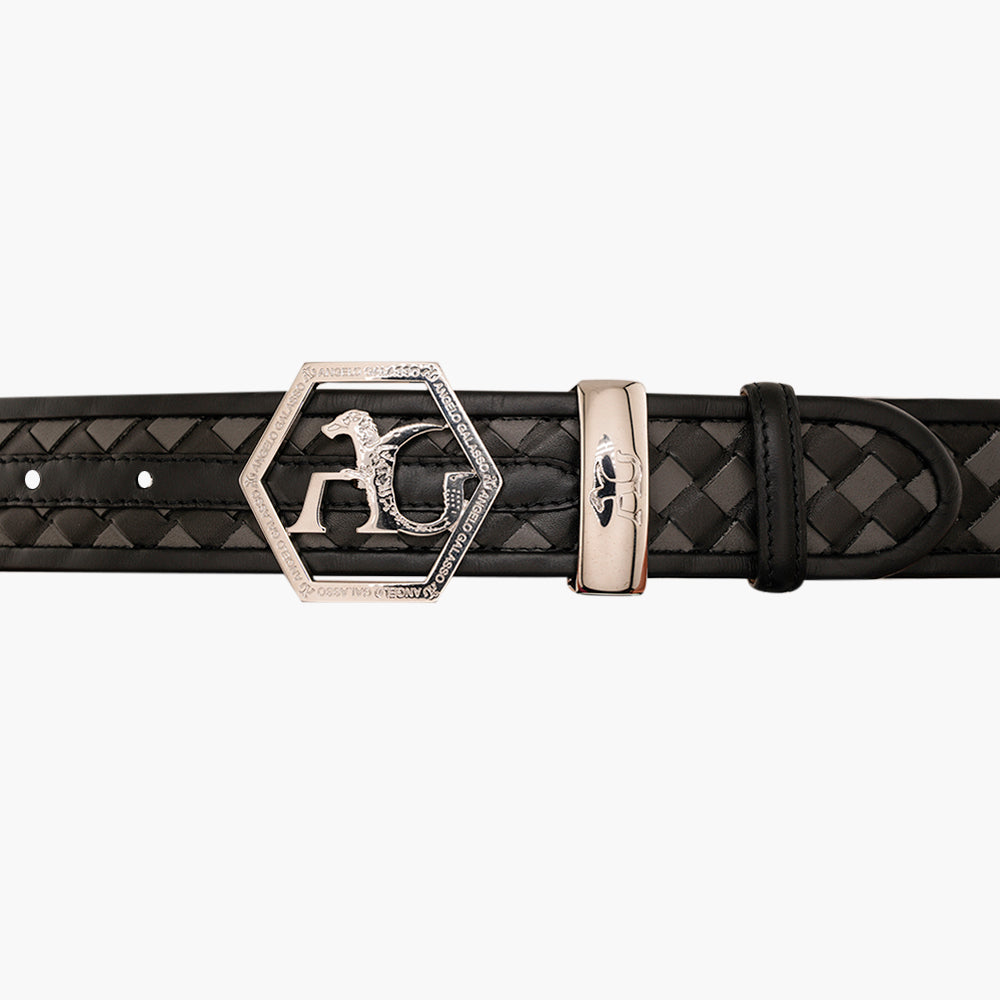 Black & Dark Grey Woven Hexagonal Belt