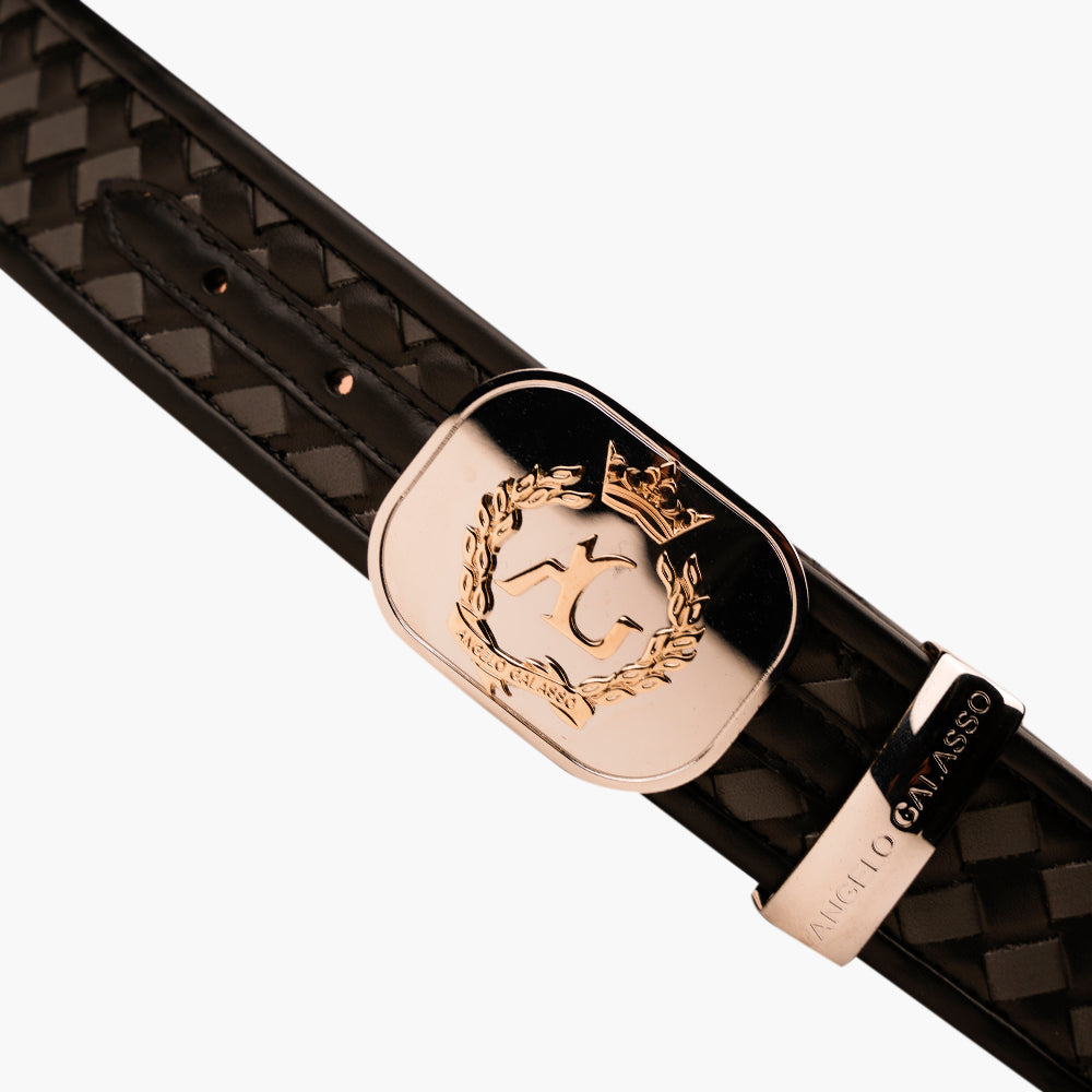 Black & Dark Grey Woven Alloro Belt