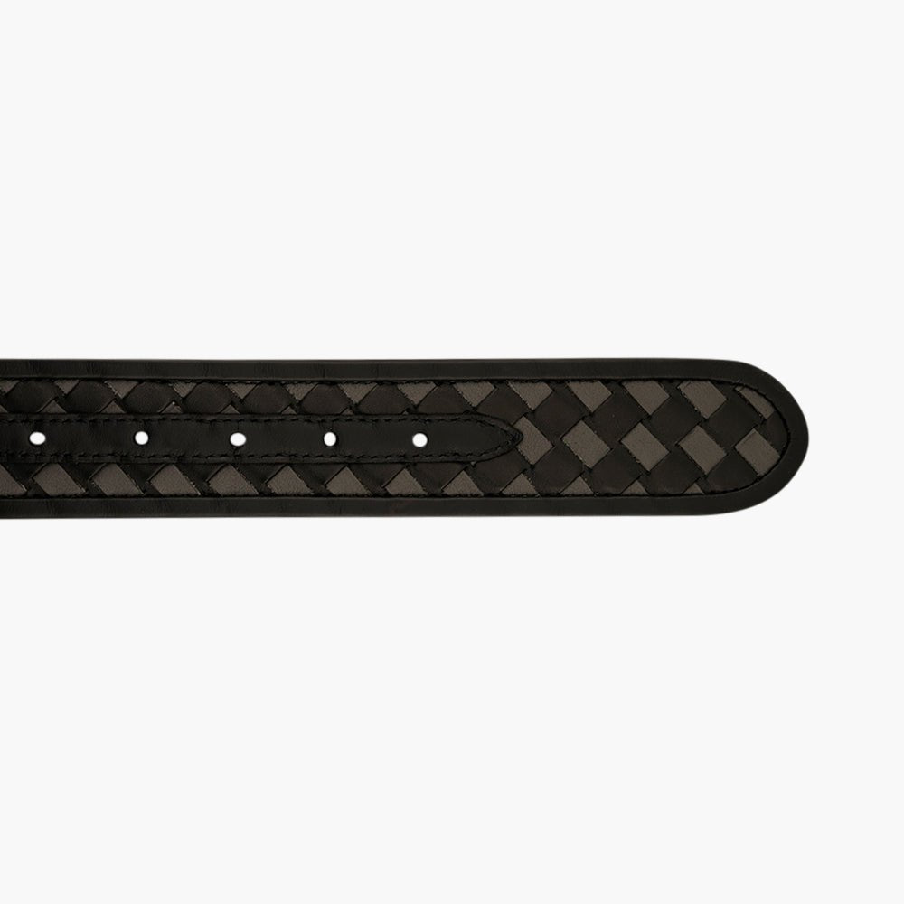Black & Dark Grey Woven Alloro Belt - Angelo Galasso - Luxury Italian Menswear London