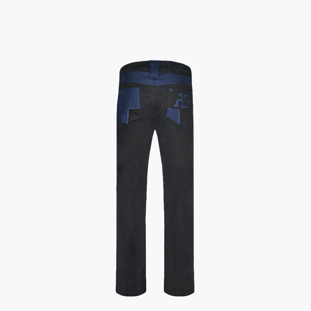 Black & Navy Jet AG Herringbone Jeans - Angelo Galasso - Luxury Italian Menswear London