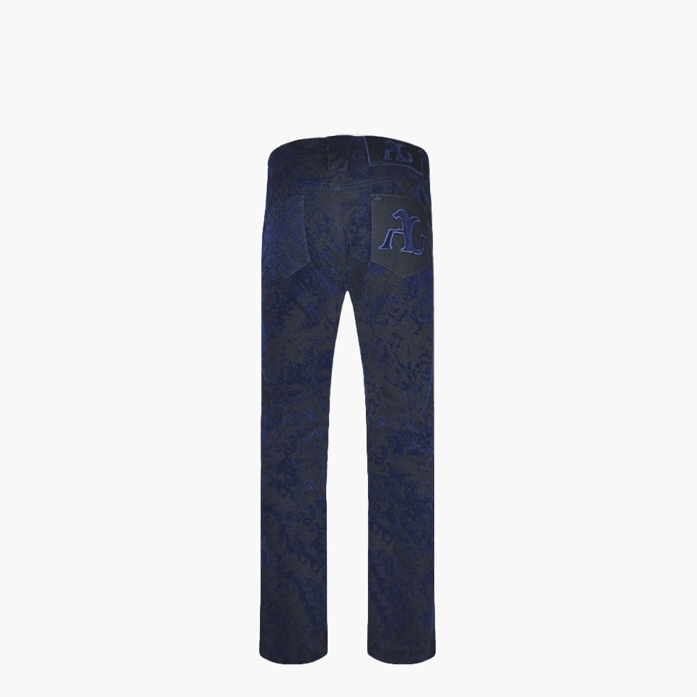 Dark Blue Flocked AG Denim - Angelo Galasso - Luxury Italian Menswear London
