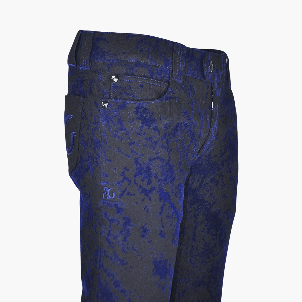 Dark Blue Flocked AG Denim - Angelo Galasso - Luxury Italian Menswear London