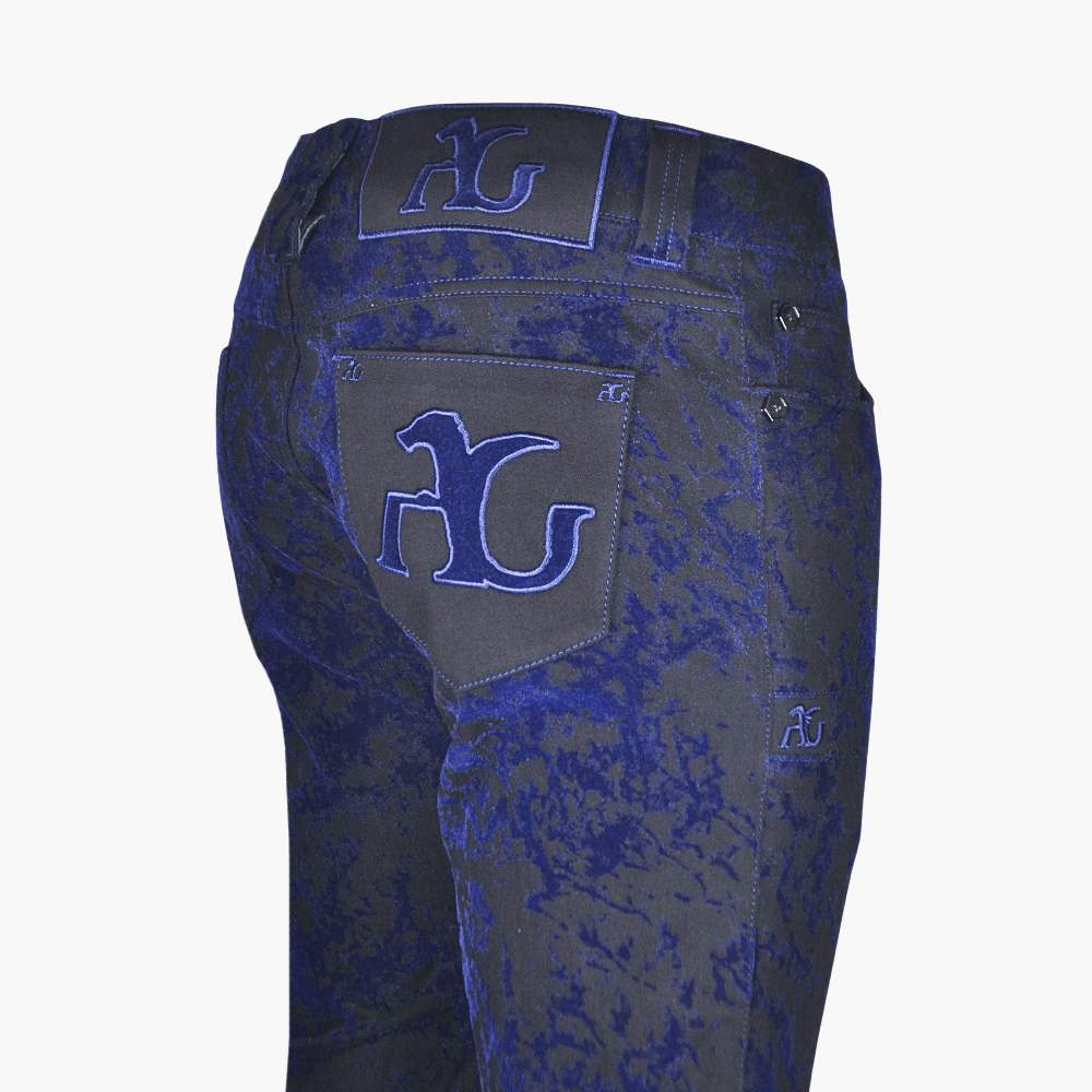 Dark Blue Flocked AG Denim - Angelo Galasso - Luxury Italian Menswear London