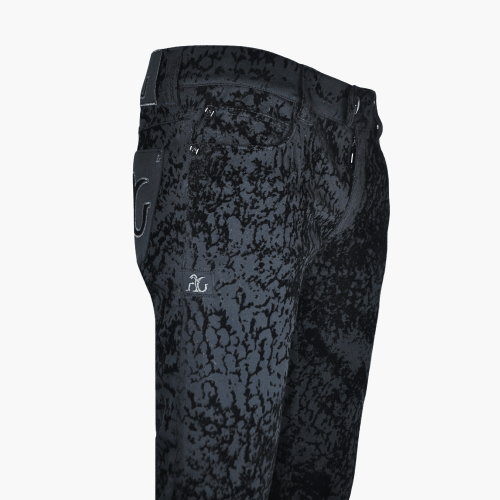 Jet Black Flocked AG Denim - Angelo Galasso - Luxury Italian Menswear London