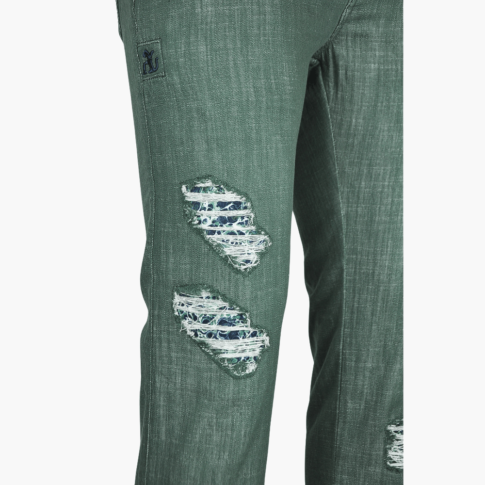 Green Malachite Jeans with Araldica Logo - Angelo Galasso - Luxury Italian Menswear London