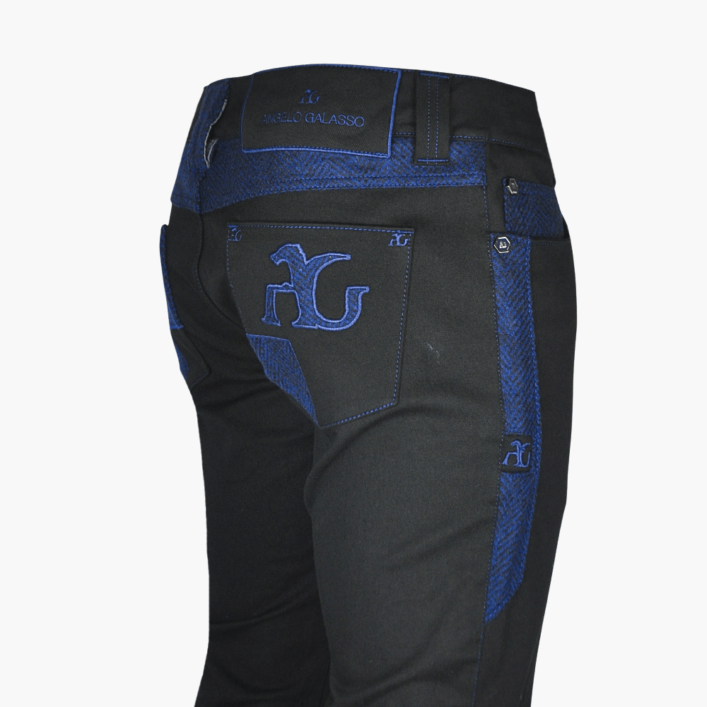 Black & Navy Jet AG Herringbone Jeans - Angelo Galasso - Luxury Italian Menswear London