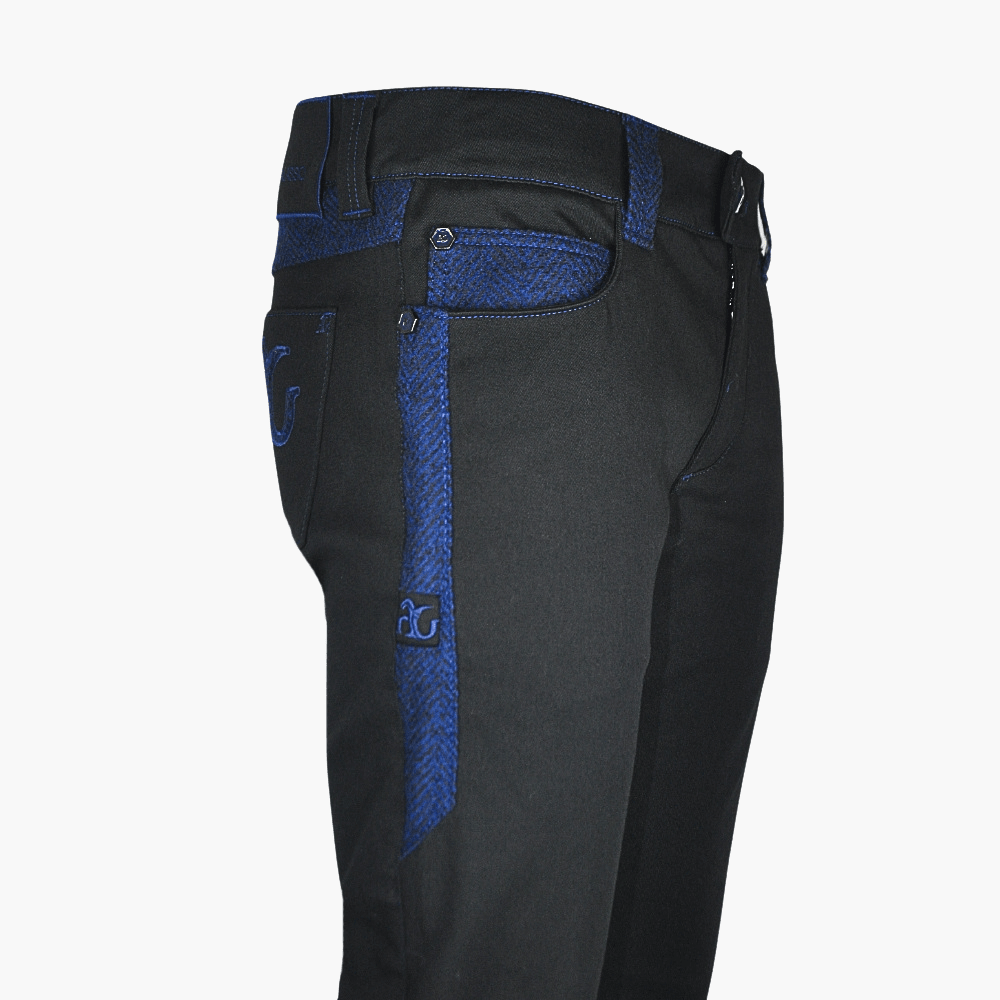 Black & Navy Jet AG Herringbone Jeans - Angelo Galasso - Luxury Italian Menswear London