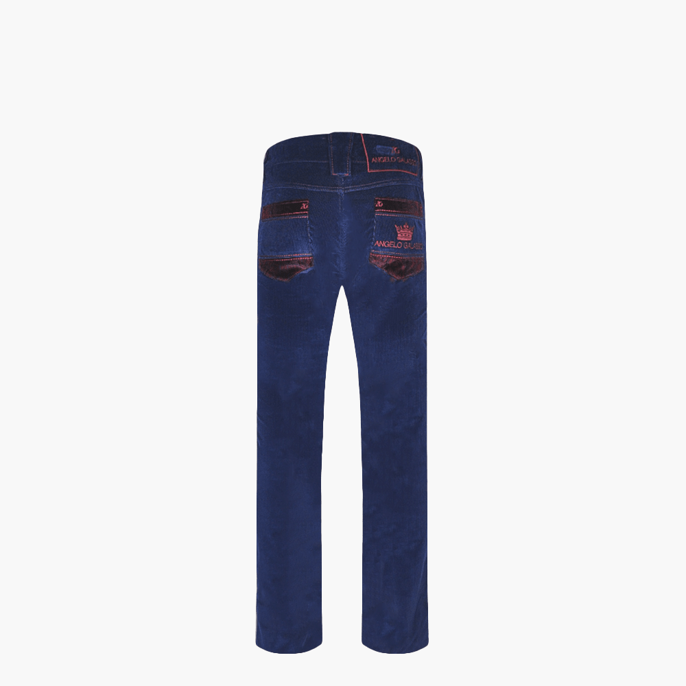 Blue & Burgundy Crown Jeans - Angelo Galasso - Luxury Italian Menswear London